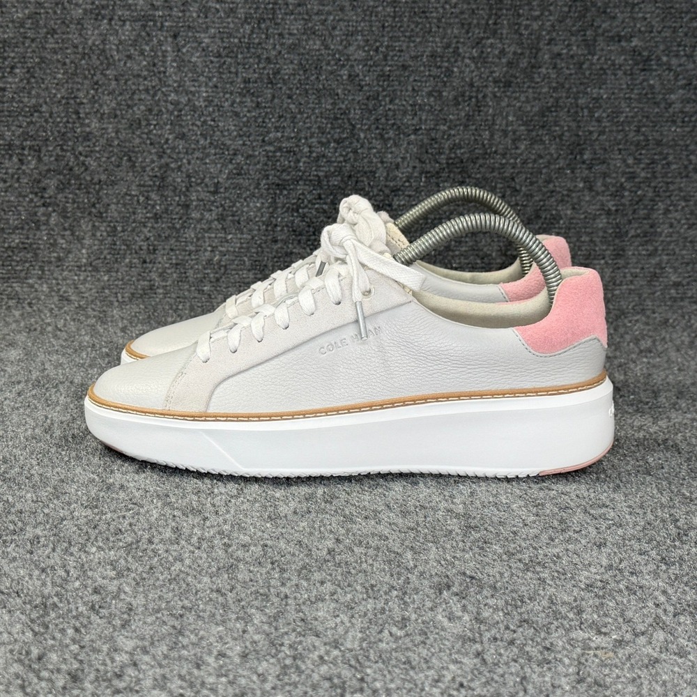 Cole Haan GrandPro Topspin Sneakers Women's 8 Grey Leather Low Lace Retro Shoes - Picture 4 of 12